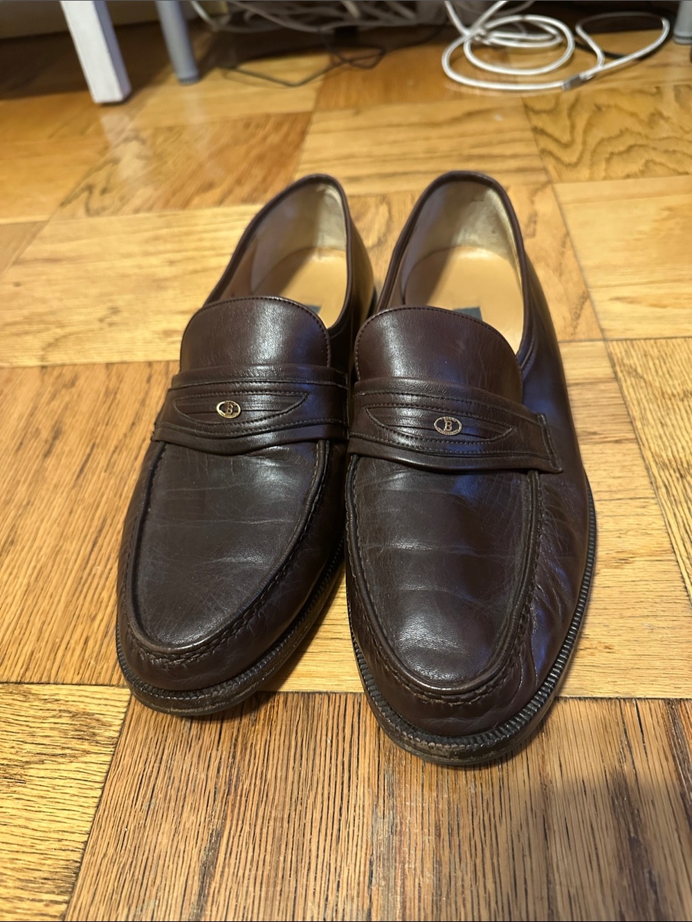 Bally Dark Brown Leather Penny Loafers